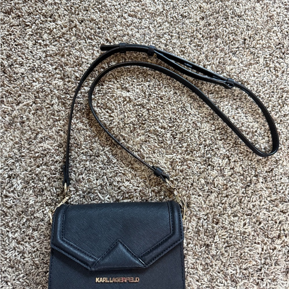Karl Lagerfeld K/Klassic Women's Black Genuine Leather Super Mini Crossbody Bag